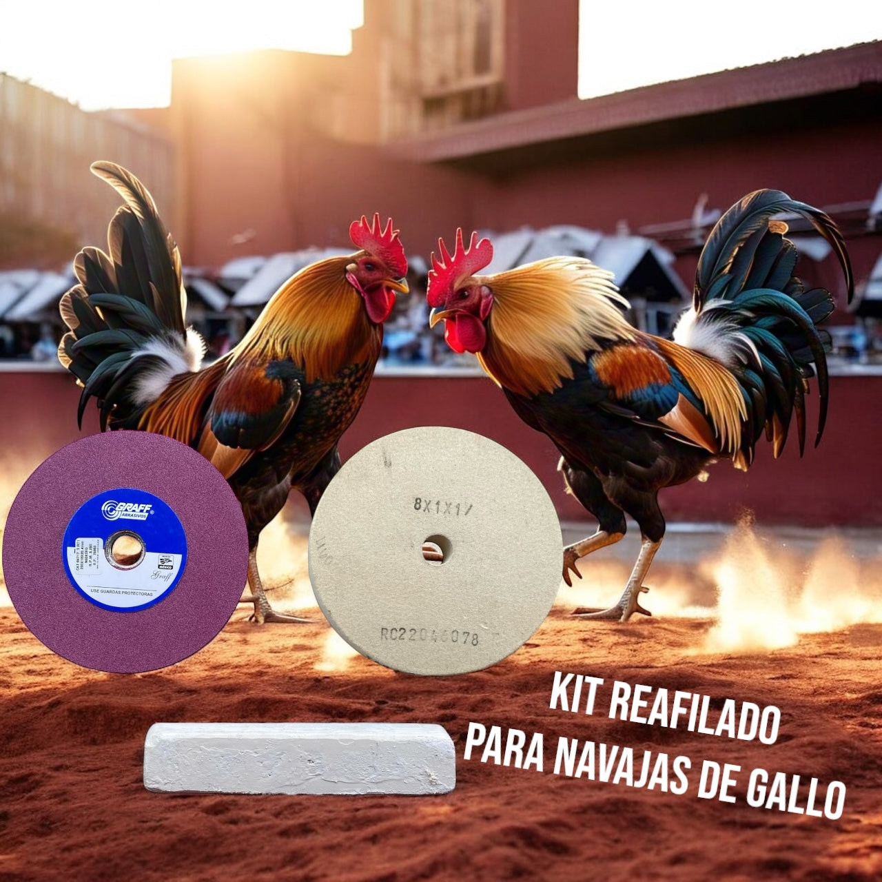 Kit de Reafilado para navajas para gallo piedra grano 120 rayado fino , Pasta blanca.