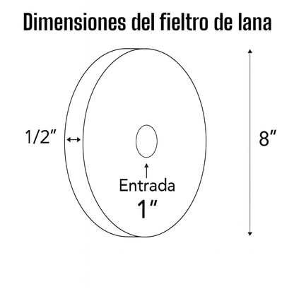Fieltro de lana  8x1/2x1 para pulir y asentar filo en navajas para Gallo Lana australiana