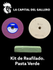 Kit para afilar navajas para gallos Piedra Grano 80, rayado medio, pasta verde